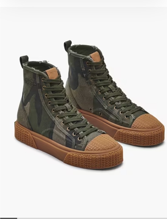 Marc Jacobs Shoes - Marc Jacob Women’s High-Top Canvas Sneaker in Olive Camo and Brown